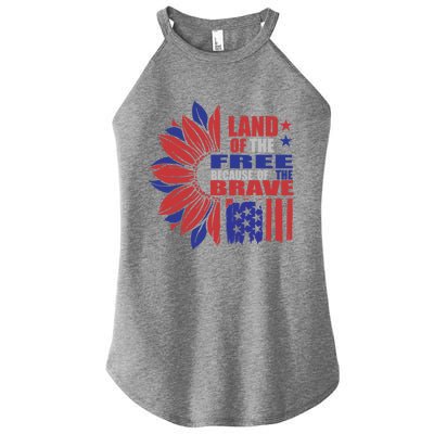 Land Of The Free Because Of The Brave Veteran Funny Gift Women’s Perfect Tri Rocker Tank