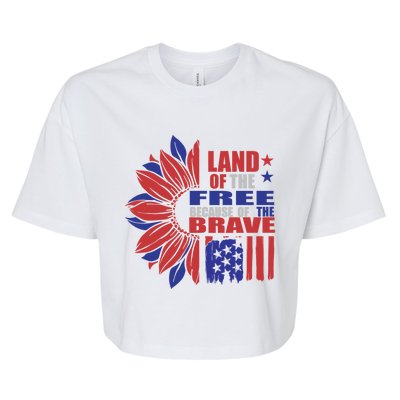 Land Of The Free Because Of The Brave Veteran Funny Gift Bella+Canvas Jersey Crop Tee