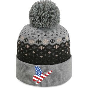 Land Of The Free Usa Flag Butterfly Proud American Veterans Great Gift The Baniff Cuffed Pom Beanie