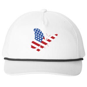 Land Of The Free Usa Flag Butterfly Proud American Veterans Great Gift Snapback Five-Panel Rope Hat