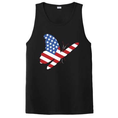 Land Of The Free Usa Flag Butterfly Proud American Veterans Great Gift PosiCharge Competitor Tank