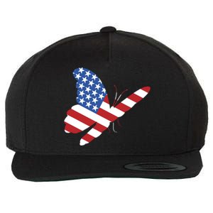 Land Of The Free Usa Flag Butterfly Proud American Veterans Great Gift Wool Snapback Cap