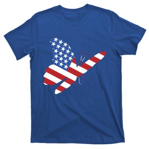 Land Of The Free Usa Flag Butterfly Proud American Veterans Great Gift T-Shirt