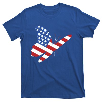 Land Of The Free Usa Flag Butterfly Proud American Veterans Great Gift T-Shirt