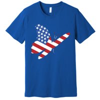 Land Of The Free Usa Flag Butterfly Proud American Veterans Great Gift Premium T-Shirt