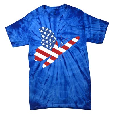 Land Of The Free Usa Flag Butterfly Proud American Veterans Great Gift Tie-Dye T-Shirt