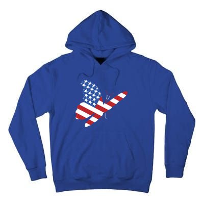 Land Of The Free Usa Flag Butterfly Proud American Veterans Great Gift Tall Hoodie