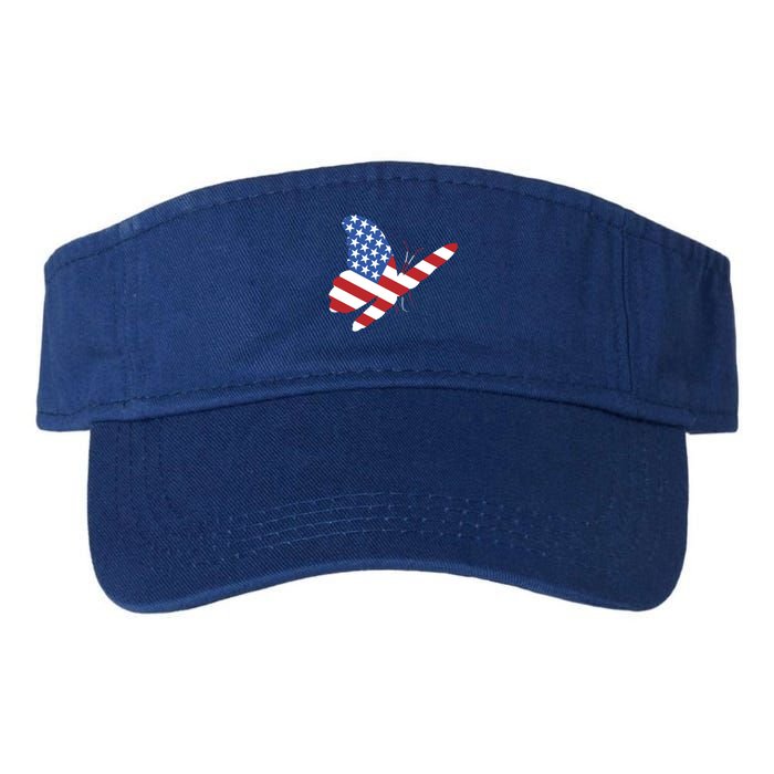 Land Of The Free Usa Flag Butterfly Proud American Veterans Great Gift Valucap Bio-Washed Visor