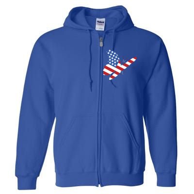 Land Of The Free Usa Flag Butterfly Proud American Veterans Great Gift Full Zip Hoodie