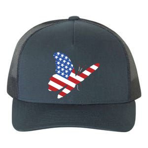 Land Of The Free Usa Flag Butterfly Proud American Veterans Great Gift Yupoong Adult 5-Panel Trucker Hat