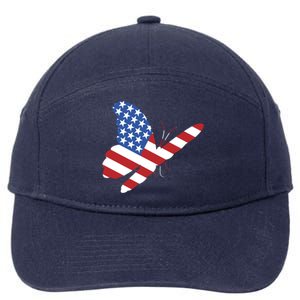 Land Of The Free Usa Flag Butterfly Proud American Veterans Great Gift 7-Panel Snapback Hat