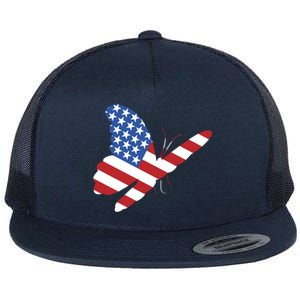 Land Of The Free Usa Flag Butterfly Proud American Veterans Great Gift Flat Bill Trucker Hat