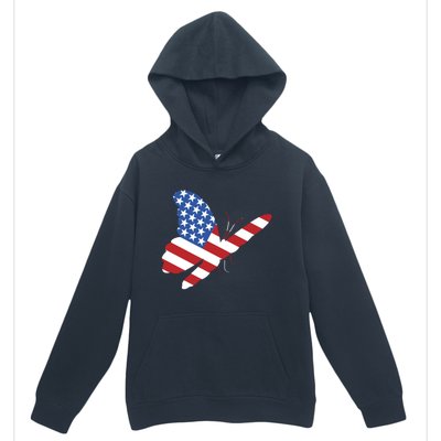 Land Of The Free Usa Flag Butterfly Proud American Veterans Great Gift Urban Pullover Hoodie