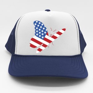 Land Of The Free Usa Flag Butterfly Proud American Veterans Great Gift Trucker Hat