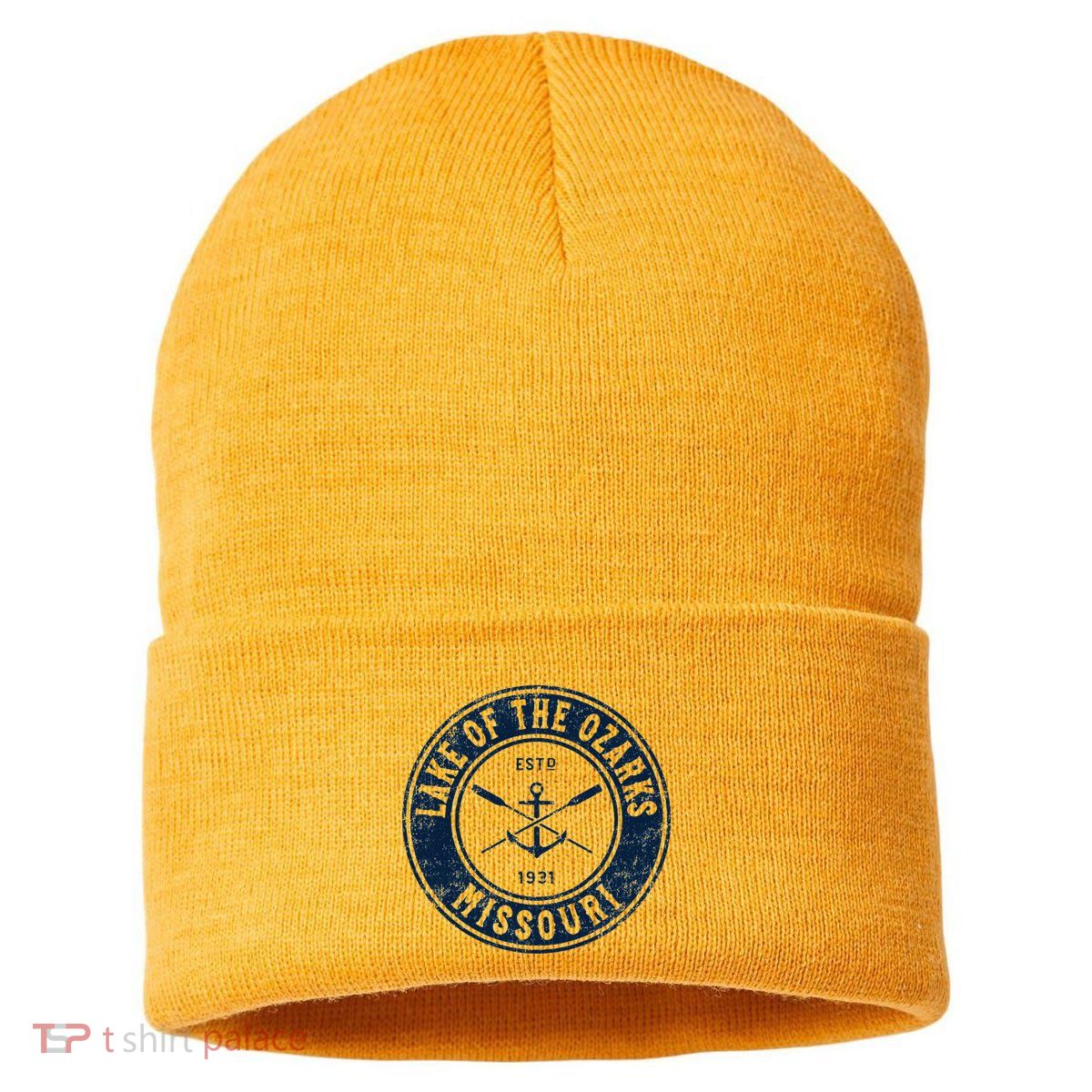 Lake Of The Ozarks Missouri Mo Vintage Boat Anchor & Oars Sustainable Knit Beanie