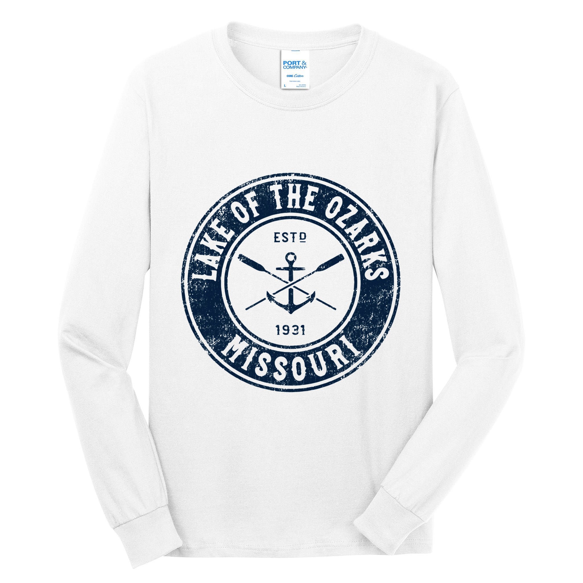Lake Of The Ozarks Missouri Mo Vintage Boat Anchor & Oars Tall Long Sleeve T-Shirt