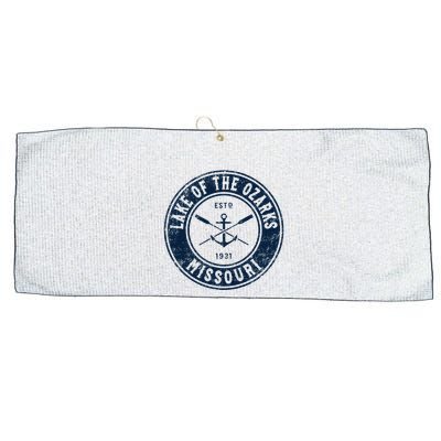 Lake Of The Ozarks Missouri Mo Vintage Boat Anchor & Oars Large Microfiber Waffle Golf Towel