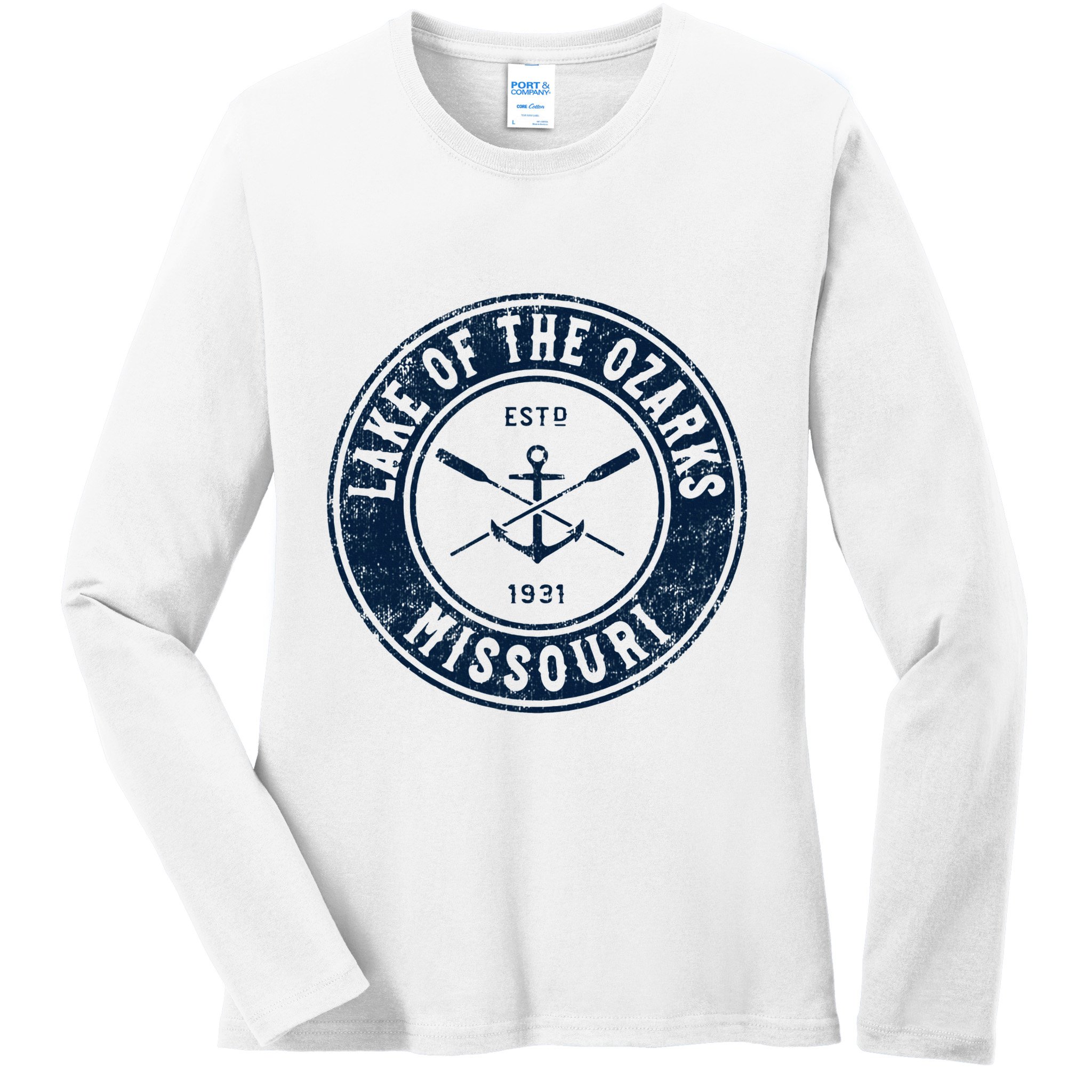 Lake Of The Ozarks Missouri Mo Vintage Boat Anchor & Oars Ladies Long Sleeve Shirt