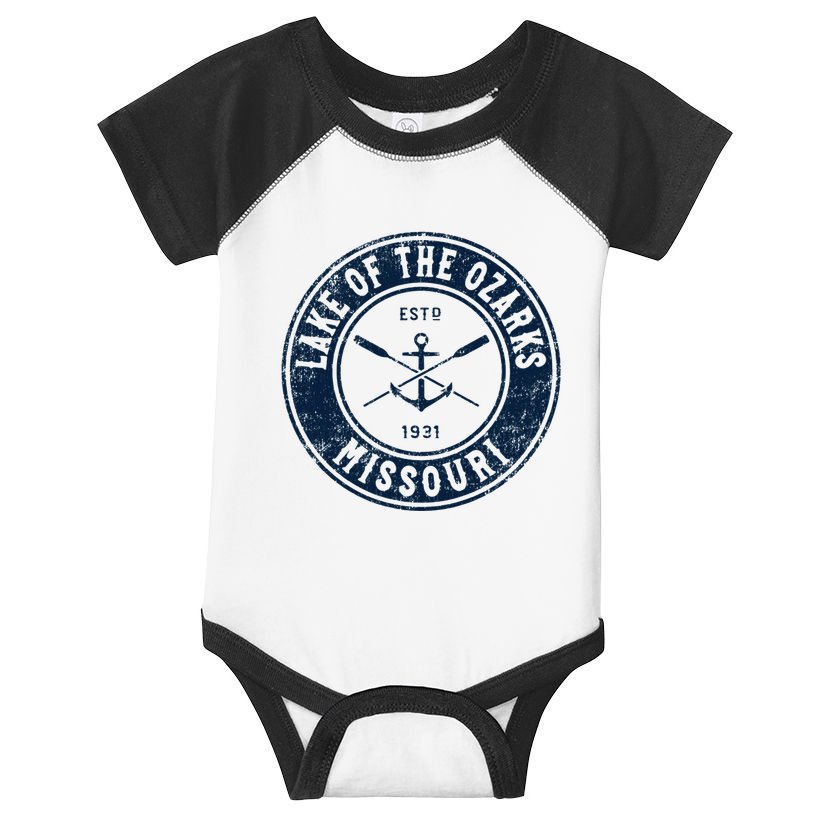 Lake Of The Ozarks Missouri Mo Vintage Boat Anchor & Oars Infant Baby Jersey Bodysuit