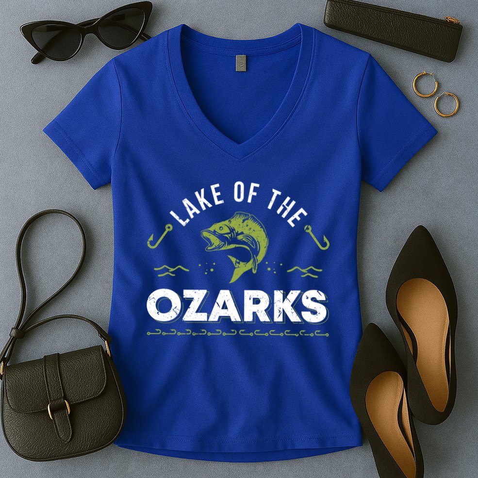 Lake Of The Ozarks Missouri Fishing Family Vacation Souvenir Gift Women's V-Neck T-Shirt