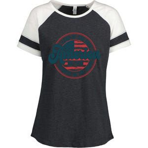 Land Of The Free Because Of The Brave Enza Ladies Jersey Colorblock Tee