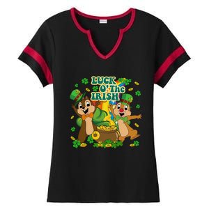 Luck O' The Irish Chipmunks Cute Saint Patrick's Day Gift Idea Ladies Halftime Notch Neck Tee