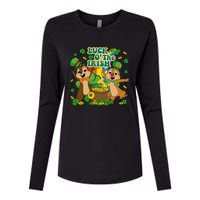 Luck O' The Irish Chipmunks Cute Saint Patrick's Day Gift Idea Womens Cotton Relaxed Long Sleeve T-Shirt