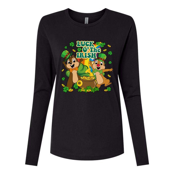 Luck O' The Irish Chipmunks Cute Saint Patrick's Day Gift Idea Womens Cotton Relaxed Long Sleeve T-Shirt