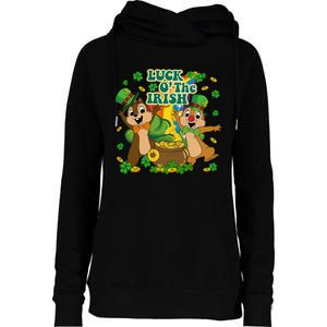 Luck O' The Irish Chipmunks Cute Saint Patrick's Day Gift Idea Womens Funnel Neck Pullover Hood