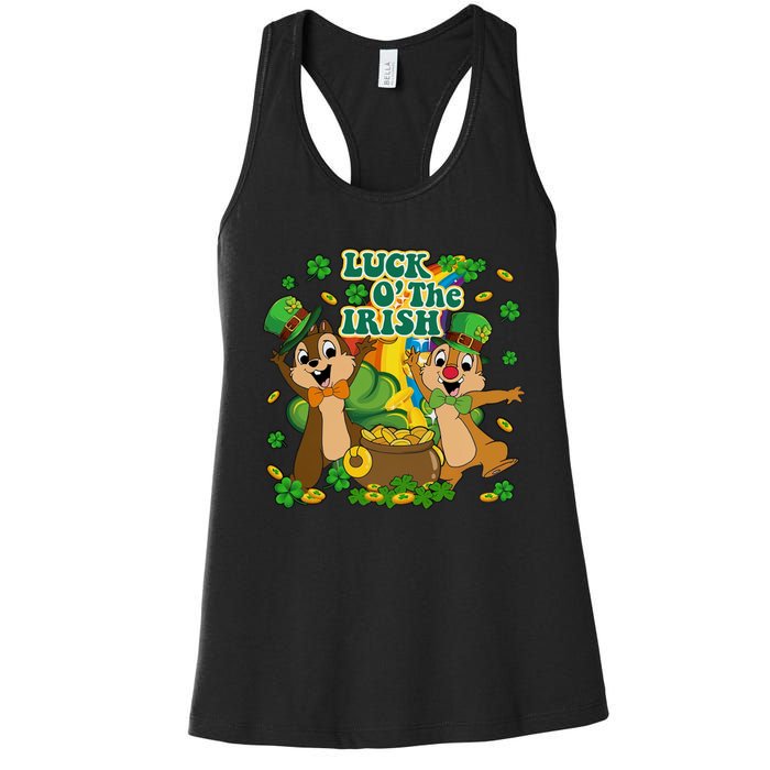 Luck O' The Irish Chipmunks Cute Saint Patrick's Day Gift Idea Women's Racerback Tank