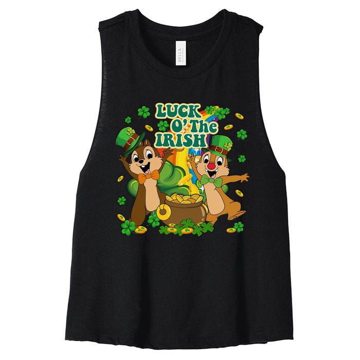 Luck O' The Irish Chipmunks Cute Saint Patrick's Day Gift Idea Women's Racerback Cropped Tank