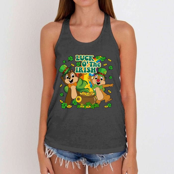 Luck O' The Irish Chipmunks Cute Saint Patrick's Day Gift Idea Women's Knotted Racerback Tank