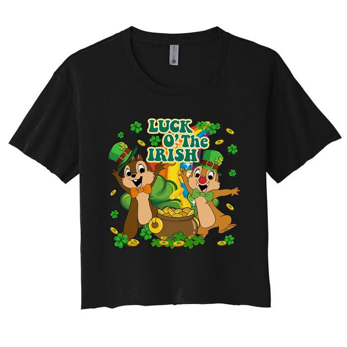 Luck O' The Irish Chipmunks Cute Saint Patrick's Day Gift Idea Women's Crop Top Tee