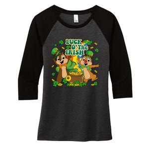 Luck O' The Irish Chipmunks Cute Saint Patrick's Day Gift Idea Women's Tri-Blend 3/4-Sleeve Raglan Shirt