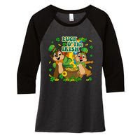 Luck O' The Irish Chipmunks Cute Saint Patrick's Day Gift Idea Women's Tri-Blend 3/4-Sleeve Raglan Shirt