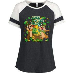 Luck O' The Irish Chipmunks Cute Saint Patrick's Day Gift Idea Enza Ladies Jersey Colorblock Tee