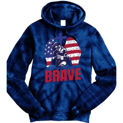 Land Of The Free Because Of The Brave Soldier Cross Tie Dye Hoodie