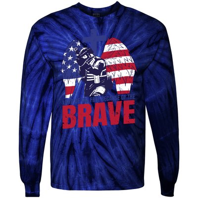 Land Of The Free Because Of The Brave Soldier Cross Tie-Dye Long Sleeve Shirt