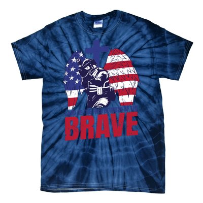 Land Of The Free Because Of The Brave Soldier Cross Tie-Dye T-Shirt