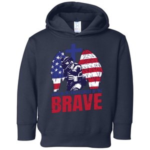 Land Of The Free Because Of The Brave Soldier Cross Toddler Hoodie