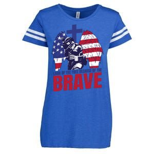 Land Of The Free Because Of The Brave Soldier Cross Enza Ladies Jersey Football T-Shirt