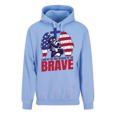 Land Of The Free Because Of The Brave Soldier Cross Unisex Surf Hoodie