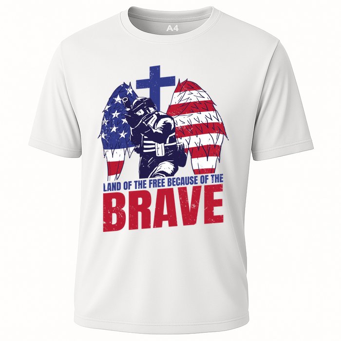 Land Of The Free Because Of The Brave Soldier Cross Cooling Performance Crew T-Shirt