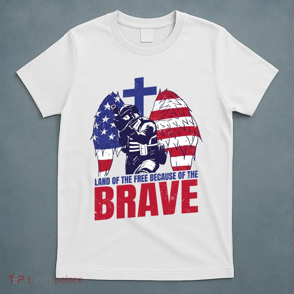 Land Of The Free Because Of The Brave Soldier Cross T-Shirt