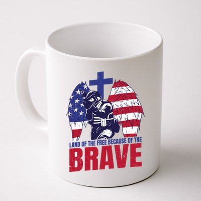 Land Of The Free Because Of The Brave Soldier Cross Mug