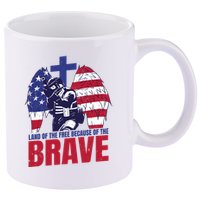 Land Of The Free Because Of The Brave Soldier Cross 11oz C Handle Ceramic Mug