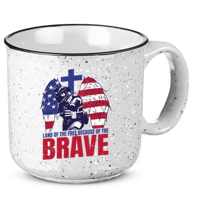 Land Of The Free Because Of The Brave Soldier Cross 15oz Campfire Ceramic Mug