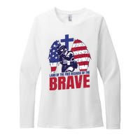 Land Of The Free Because Of The Brave Soldier Cross Womens CVC Long Sleeve Shirt