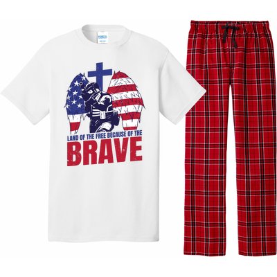 Land Of The Free Because Of The Brave Soldier Cross Pajama Set