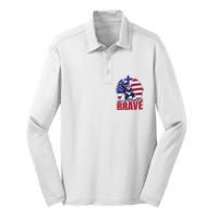 Land Of The Free Because Of The Brave Soldier Cross Silk Touch Performance Long Sleeve Polo